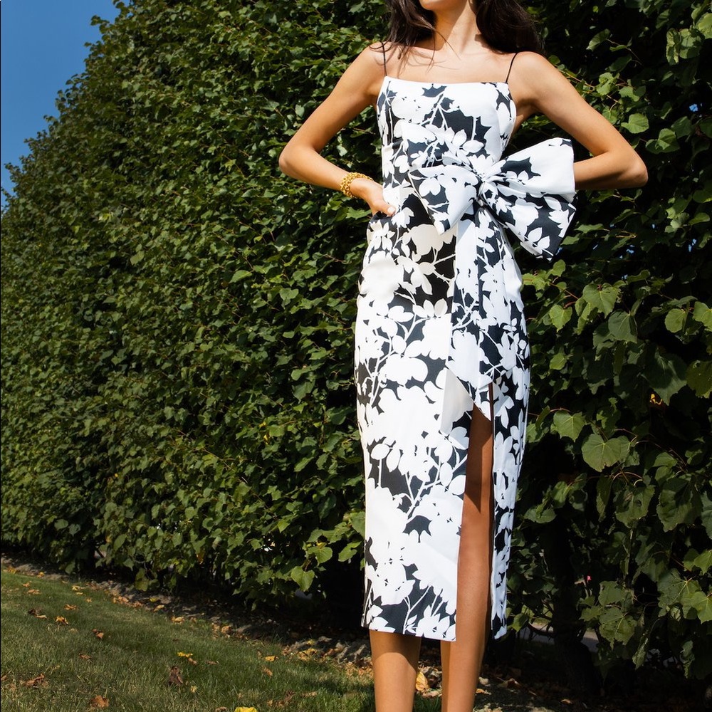 Rasario Black and White Bow Dress